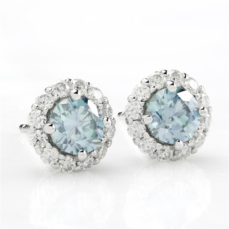 Blue Moissanite Solitaire Studs